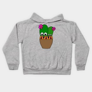 Cute Cactus Design #257: Adorable Cacti With Flowers In Jar Kids Hoodie